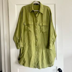 Zara 100% Linen Oversized Green Tunic